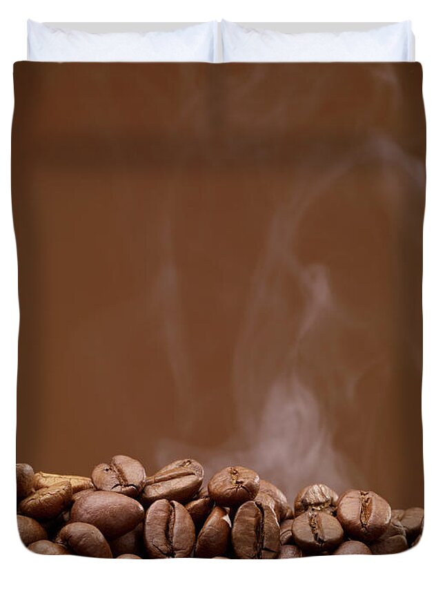 Heat Duvet Cover featuring the photograph Coffee Beans by Ultramarinfoto