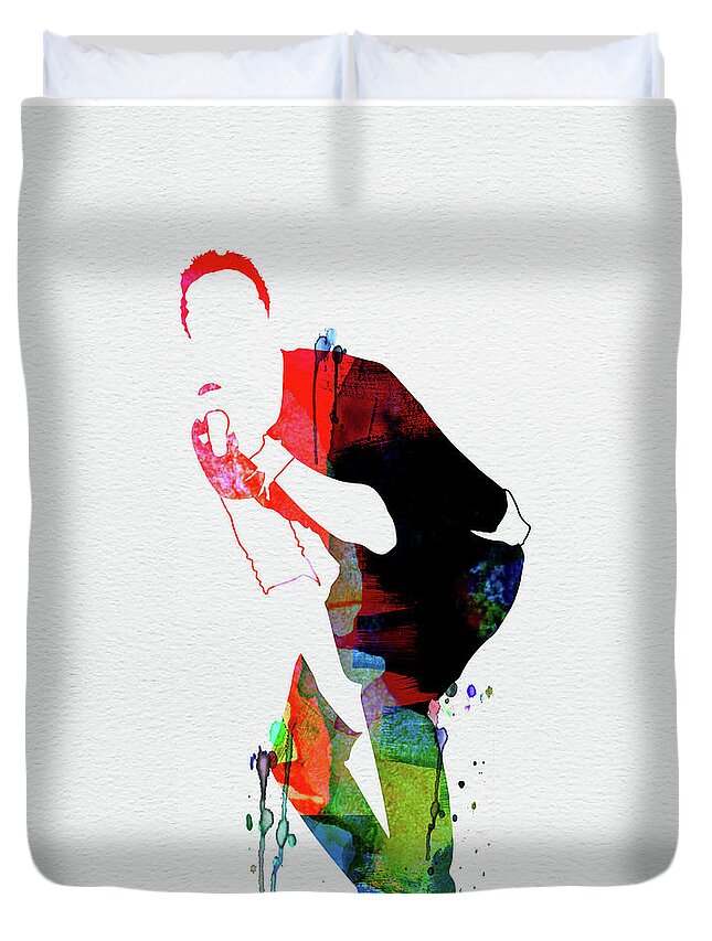  Duvet Cover featuring the mixed media Coldplay Watercolor by Naxart Studio
