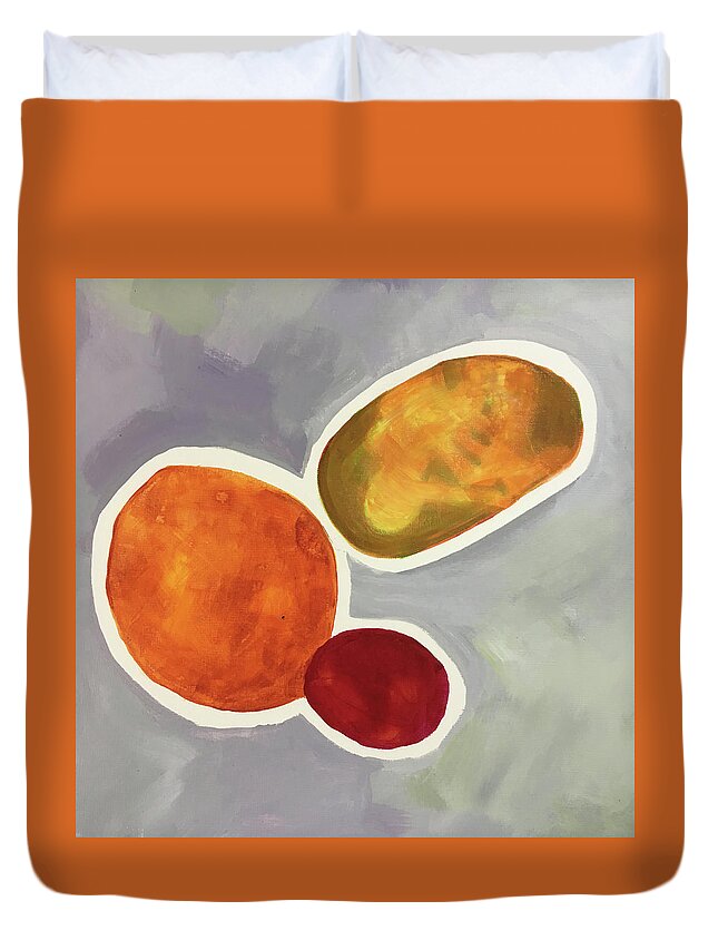 Minimalist Design Duvet Cover featuring the painting Color Circles Minimalist by Nancy Merkle