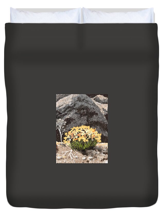 Flowers Duvet Cover featuring the digital art Color in the Desert by Cynthia Westbrook