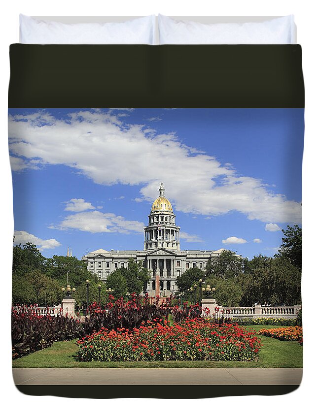 Flowerbed Duvet Cover featuring the photograph Colorado State Capitol Building by John Kieffer