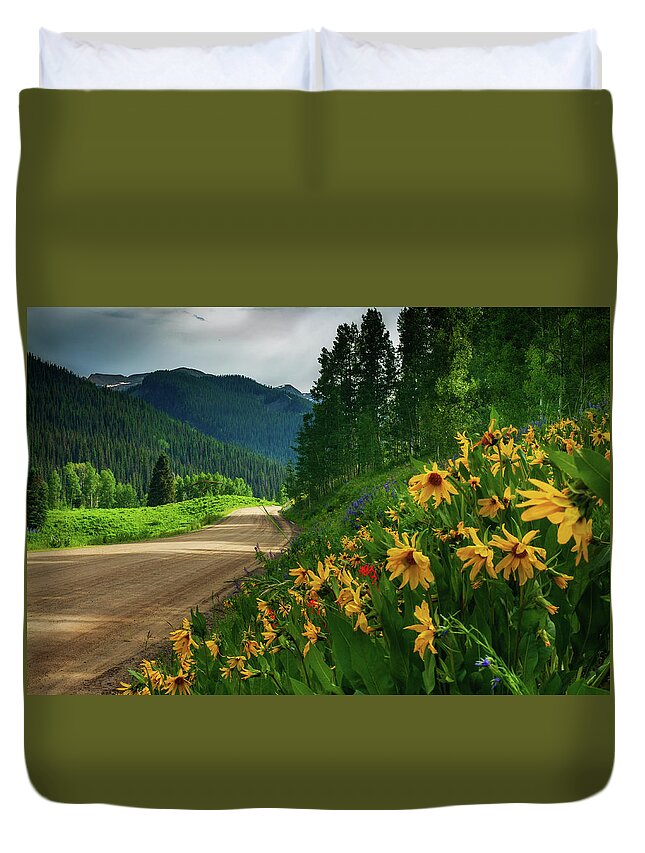 America Duvet Cover featuring the photograph Colorado Wildflowers by John De Bord