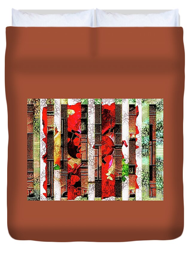 Abstract Window Wall Art Duvet Cover featuring the mixed media Colored Windows by Paula Ayers