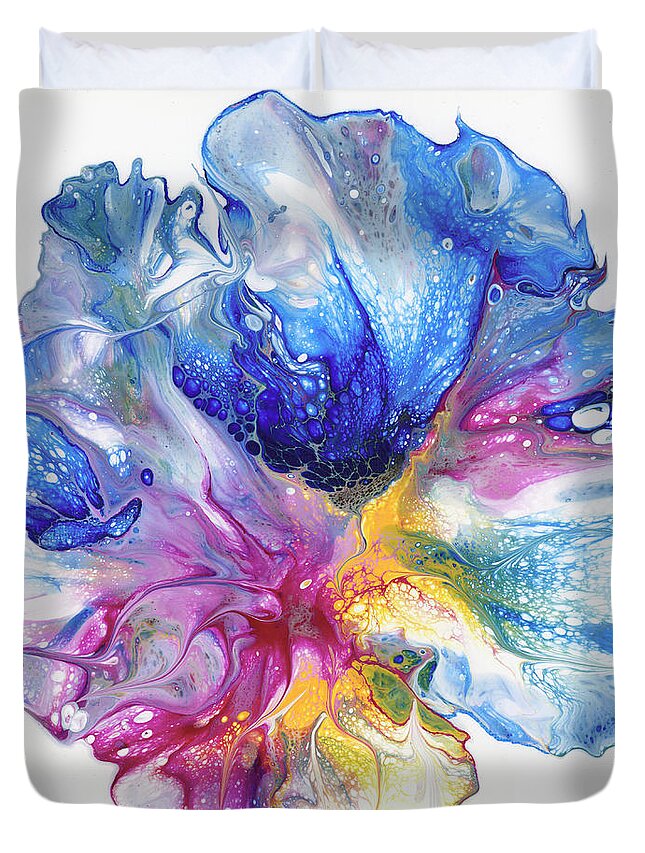 Abstract Duvet Cover featuring the painting Colorful Bloom by Darice Machel McGuire