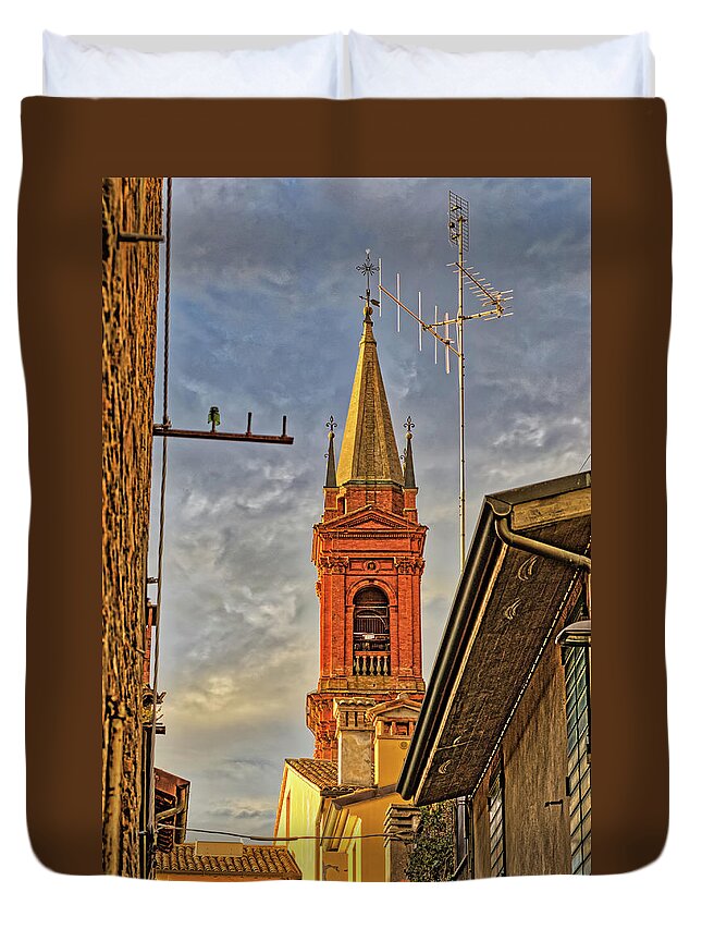 Cross Duvet Cover featuring the photograph Colorful Buildings by Vivida Photo PC