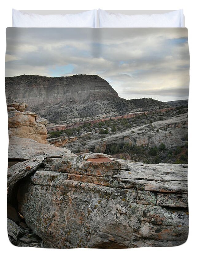 Colorado National Monument Duvet Cover featuring the photograph Colorful Overhang in Colorado National Monument by Ray Mathis
