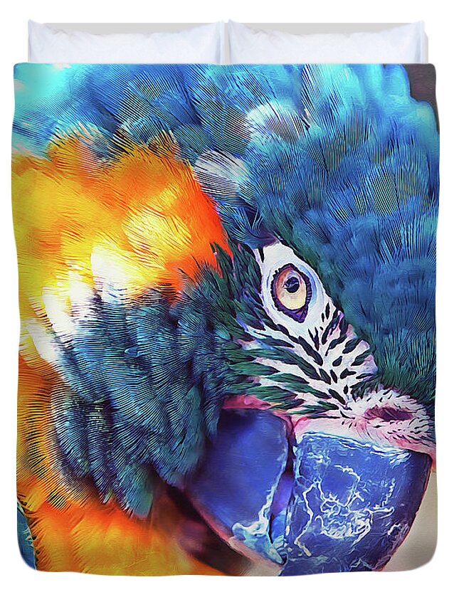 Exotic Bird Duvet Cover featuring the painting Colorful Parrot - 01 by AM FineArtPrints