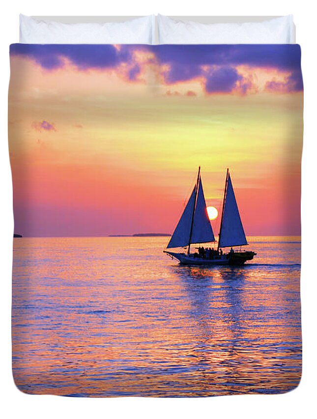 Sea Duvet Cover featuring the photograph Colors Of Sunset by Iryna Goodall