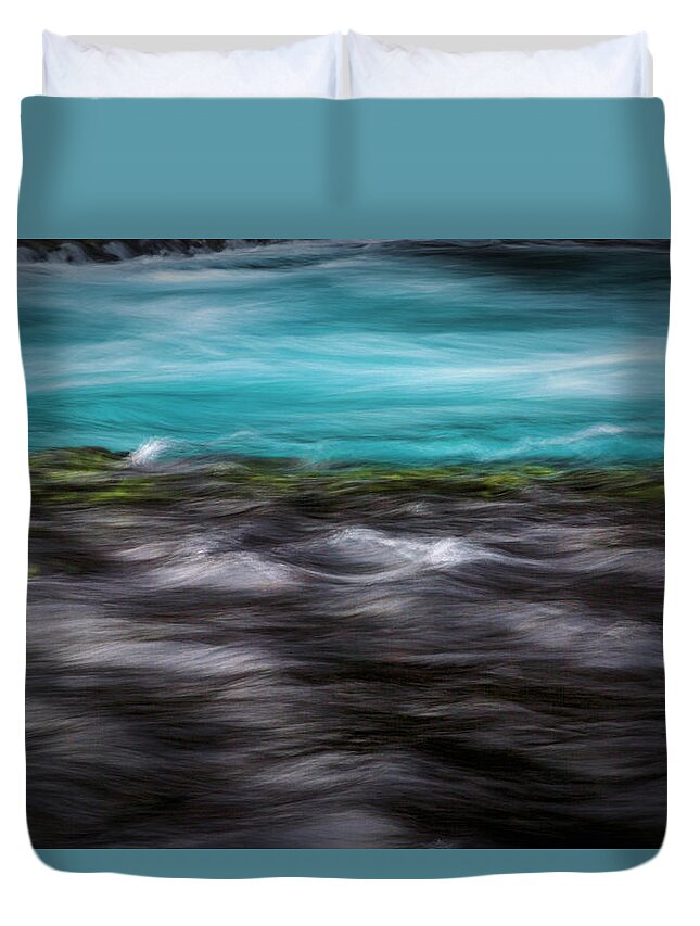 River Duvet Cover featuring the photograph Colors of the Metolius by Cat Connor