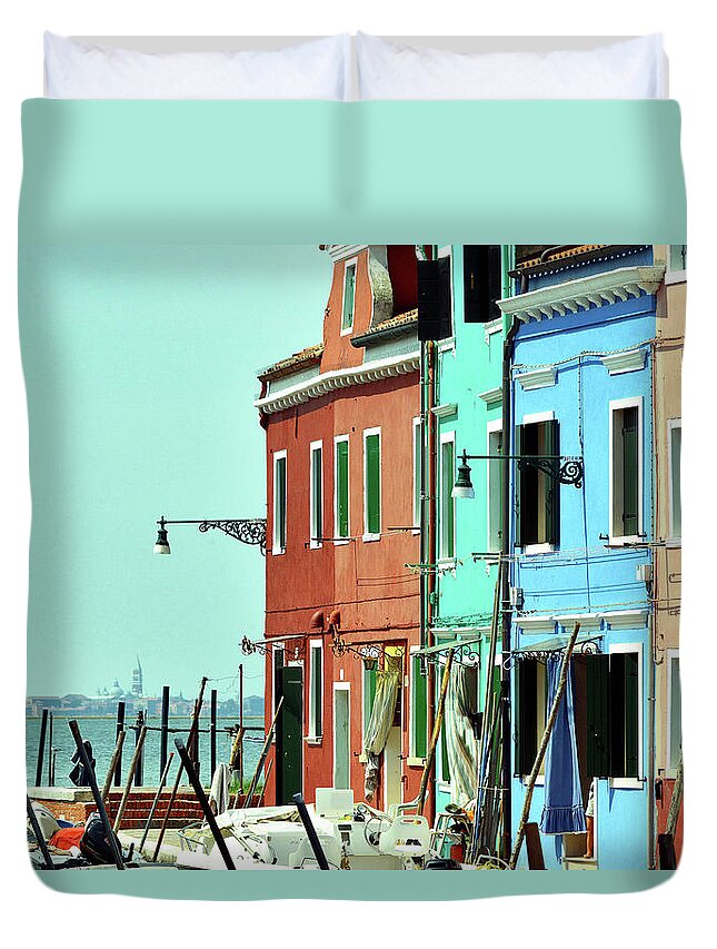 Tranquility Duvet Cover featuring the photograph Colours Of Burano by Paul Biris