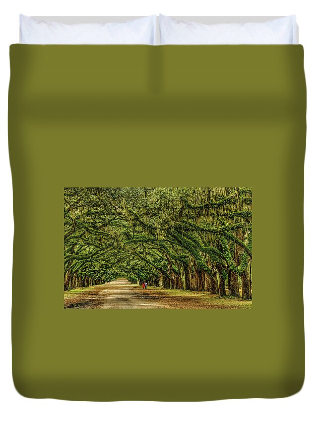Wormsloe Historic Site Duvet Cover featuring the photograph Come Walk With Me by Marcy Wielfaert