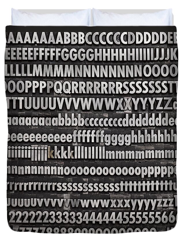 Steen advies traagheid Complete Font Letterpress Type Duvet Cover by Jeffrey Coolidge - Photos.com