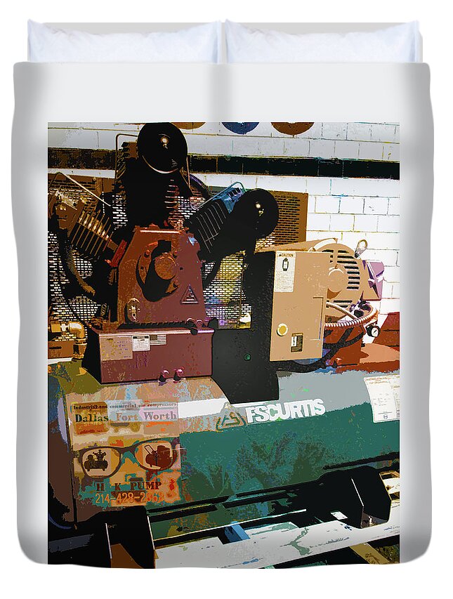 Industrial Duvet Cover featuring the mixed media Compressor by Robert Margetts