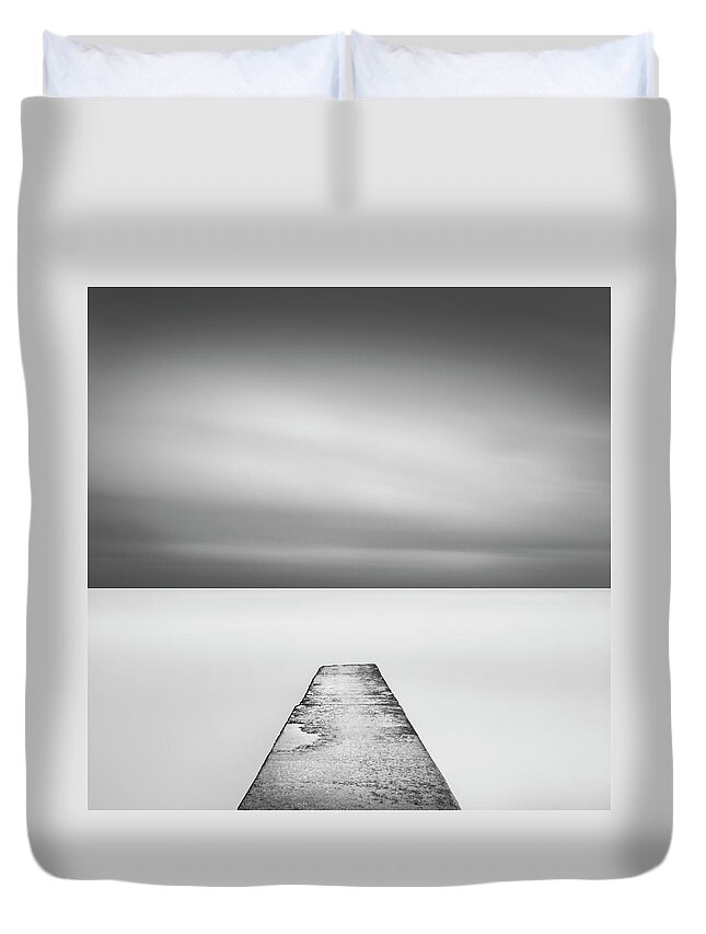 Tranquility Duvet Cover featuring the photograph Concrete Jetty by Paul Simon Wheeler Photography
