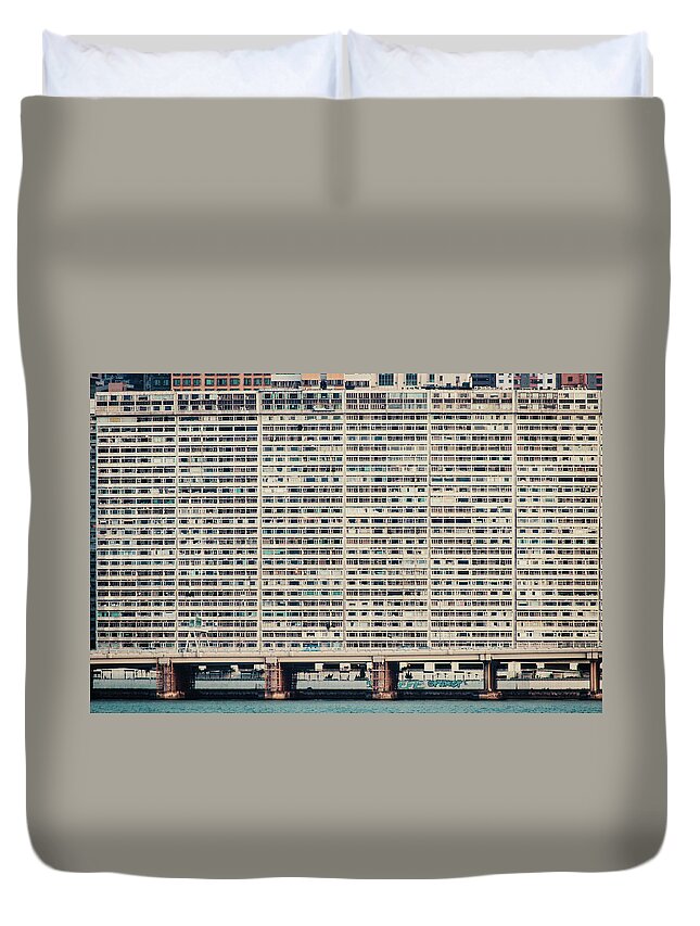 Built Structure Duvet Cover featuring the photograph Concrete Wall In Hong Kong by Dragon For Real