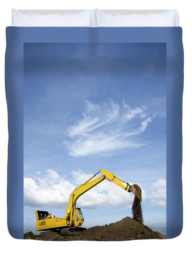 Hydraulic Platform Duvet Cover featuring the photograph Construction Work by Lordrunar