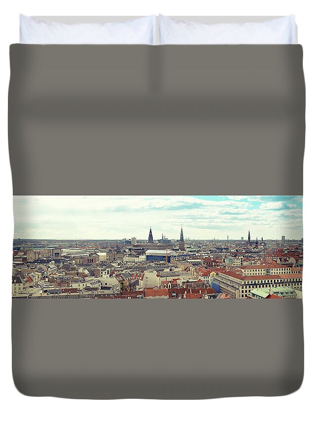 Scenics Duvet Cover featuring the photograph Copenhagen Panoramic Aerial View by Franckreporter