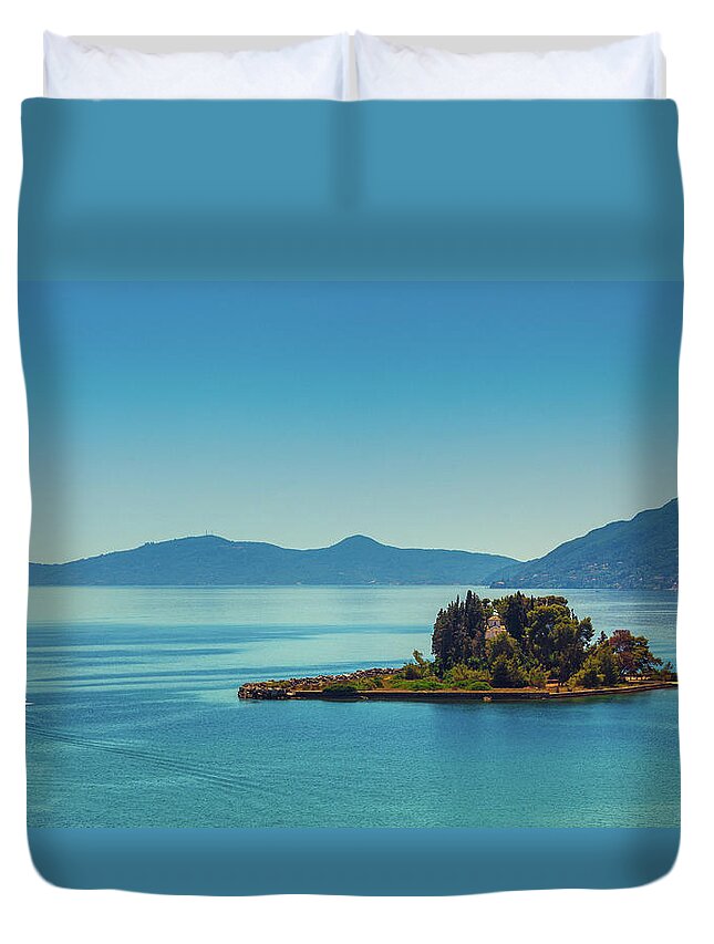 Water's Edge Duvet Cover featuring the photograph Corfu Island Scenics by Thepalmer