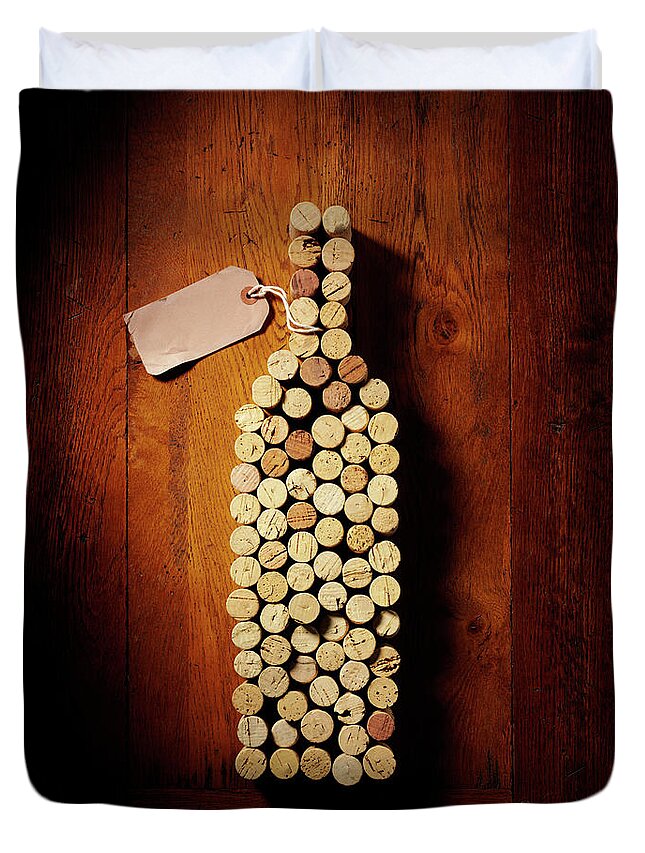 Alcohol Duvet Cover featuring the photograph Cork Wine Bottle by Wragg