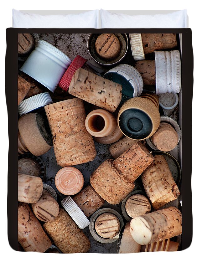 Large Group Of Objects Duvet Cover featuring the photograph Corks by Jill Ferry Photography