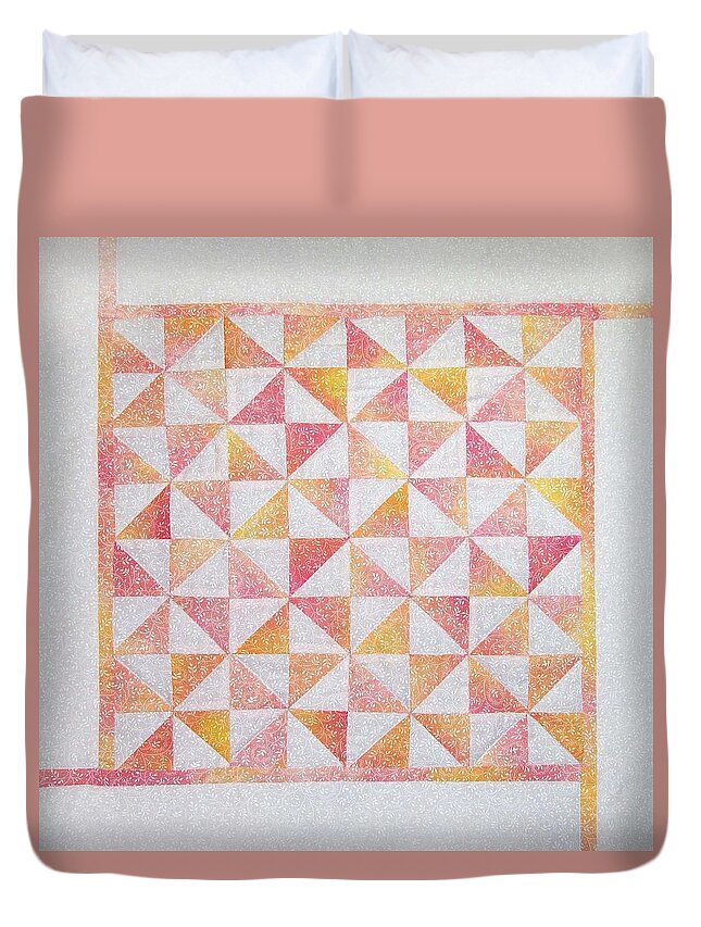 Art Quilt Duvet Cover featuring the tapestry - textile Cotton Candy Pinwheels by Pam Geisel