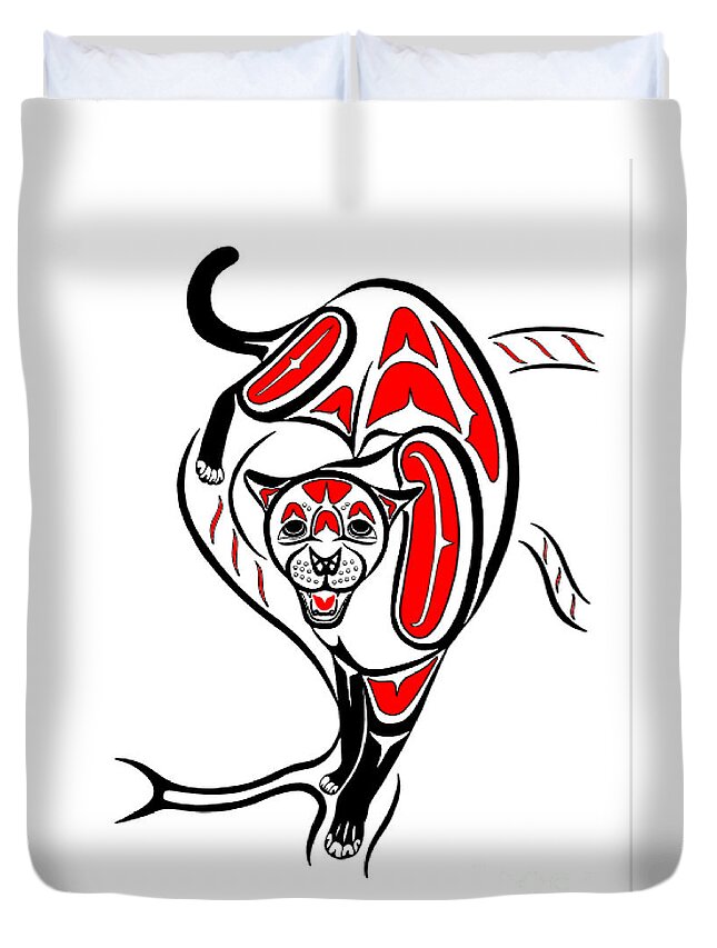 Abstract Duvet Cover featuring the digital art Cougar by Lon French