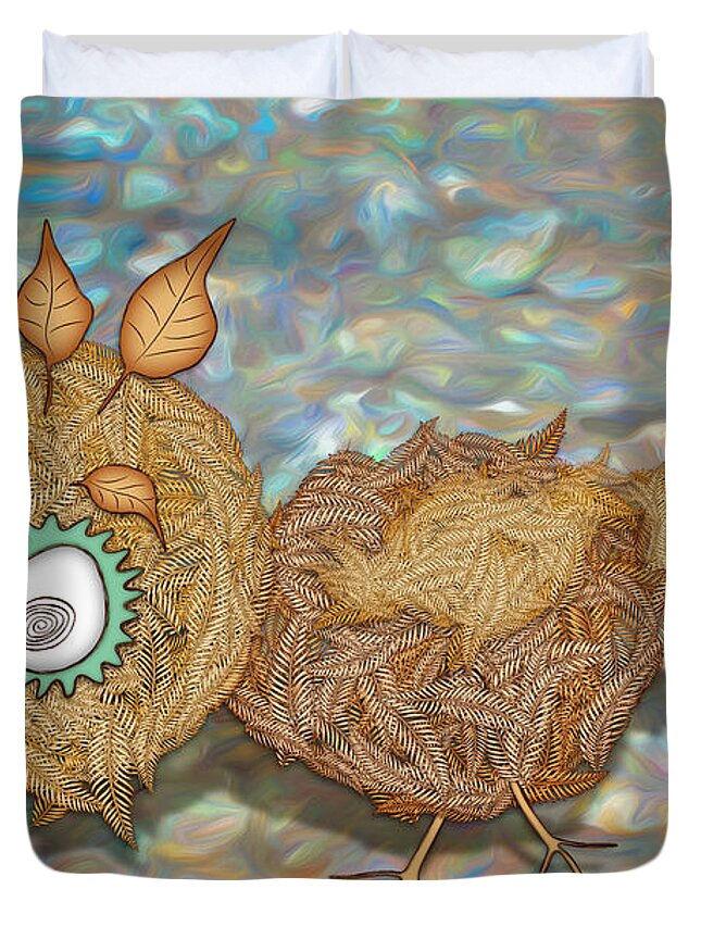 Enlightened Animals Duvet Cover featuring the digital art Count Your Chicken by Becky Titus