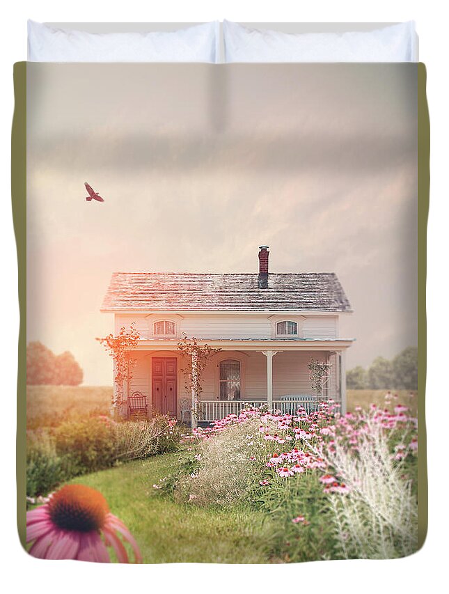 Beautiful Duvet Cover featuring the photograph Country Cottage garden by Ethiriel Photography