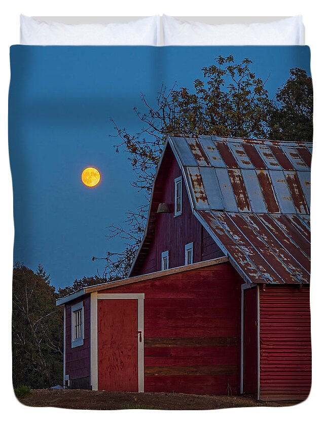 Full Moon Duvet Cover featuring the photograph Country moon. by Ulrich Burkhalter