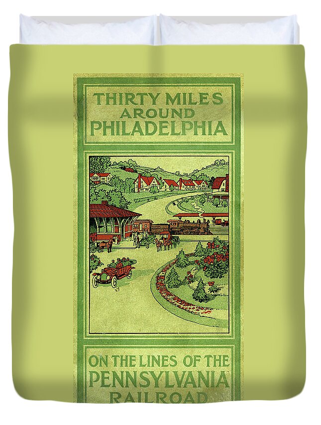 Philadelphia Duvet Cover featuring the mixed media Cover of Thirty Miles Around Philadelphia by Unknown