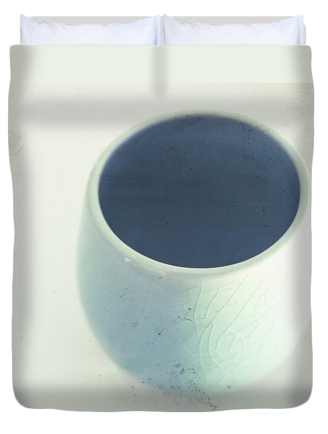 Empty Duvet Cover featuring the photograph Cracked Blue by Suze