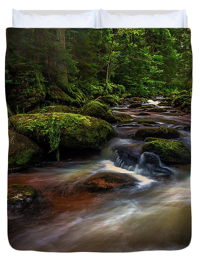 Creek Duvet Cover featuring the digital art Creek of Colours by Jim Hatch