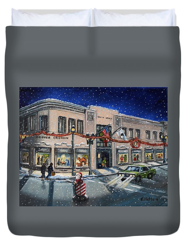 Grover Cronin Duvet Cover featuring the painting Cronin's At Christmas by Eileen Patten Oliver