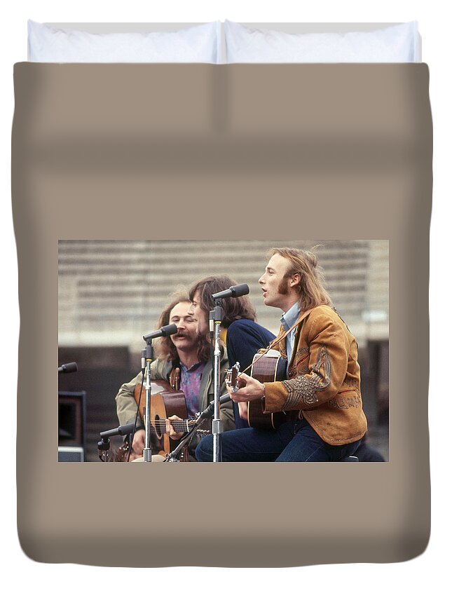 1970s Duvet Cover featuring the photograph Crosby, Stills And Nash by Steven L. Waterman