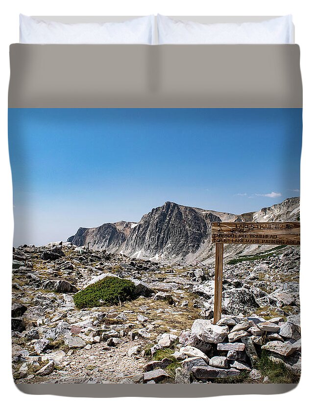 Landscape Duvet Cover featuring the photograph Crossroads at Medicine Bow Peak by Nicole Lloyd