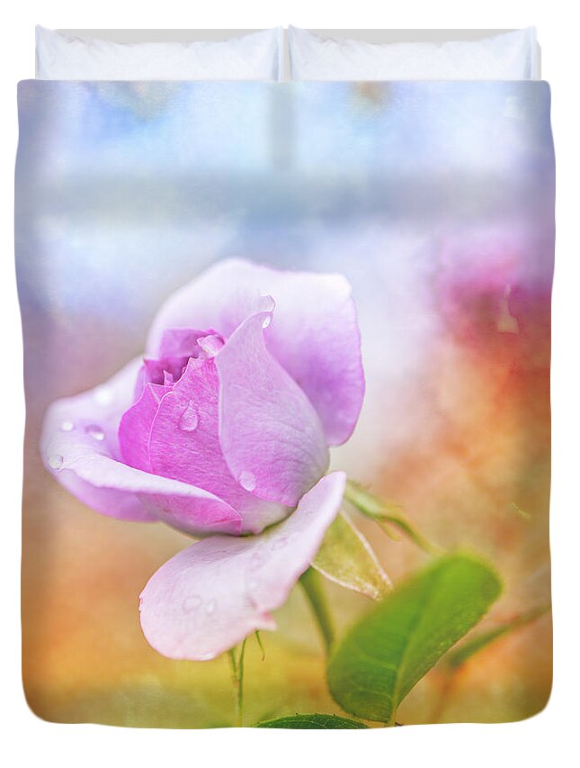 Flower Duvet Cover featuring the photograph Crying Rose by Jennifer Grossnickle