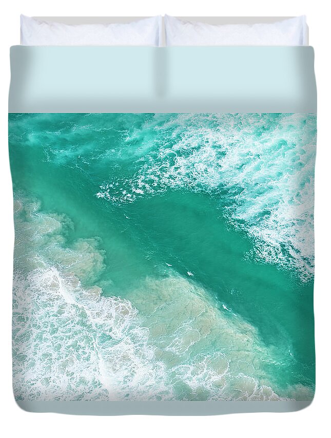 Scenics Duvet Cover featuring the photograph Current Patterns And Breaking Waves by Peter Chadwick
