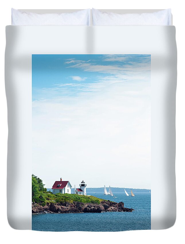 Camden Duvet Cover featuring the photograph Curtis Head Light In Camden, Me With by Gregobagel
