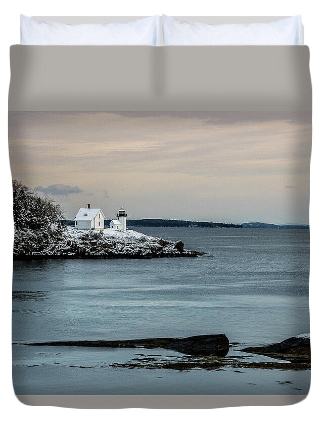Curtis Island Light Duvet Cover featuring the photograph Curtis Island Light 2 by George Kenhan
