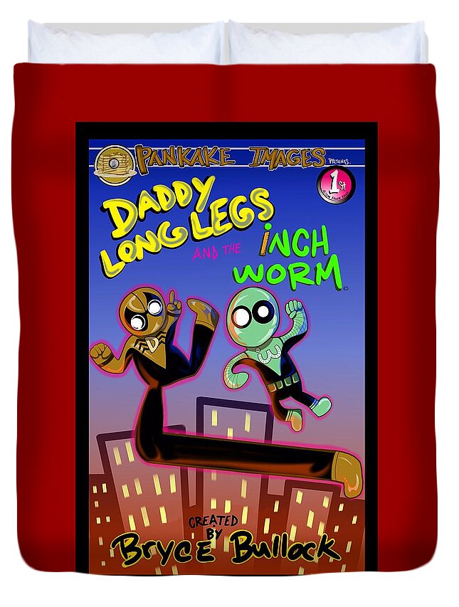 Superheroes Duvet Cover featuring the mixed media Daddy Long Legs and the Inchworm #1 by Demitrius Motion Bullock