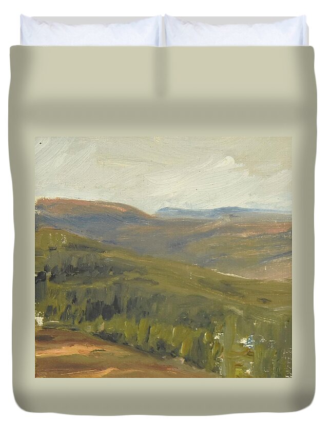 Landscape Duvet Cover featuring the painting dagrar over salenfjallen- Shifting daylight over mountain ridges, 1 of 12_1244_ljusad_1,1MBb_85x90cm by Marica Ohlsson