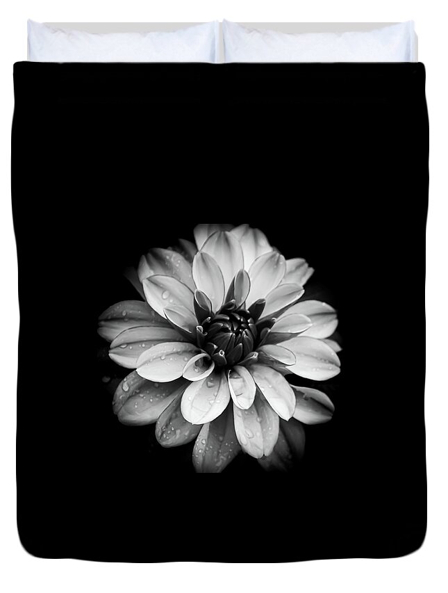Art Duvet Cover featuring the photograph Dahlia III Black and White by Joan Han