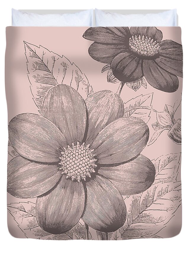 Dahlias Blush Pink Flower Duvet Cover For Sale By Naxart Studio