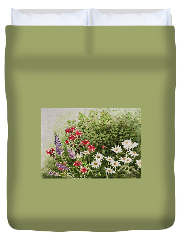 Floral Duvet Cover featuring the painting Daisy Rhythms by Heidi E Nelson