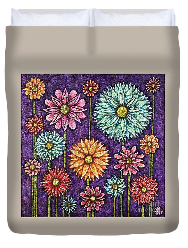 Floral Duvet Cover featuring the painting Daisy Tapestry by Amy E Fraser