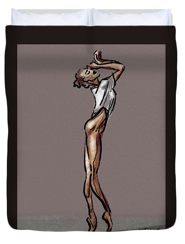 Dancer Duvet Cover featuring the digital art Dancer In Beige by Michael Kallstrom