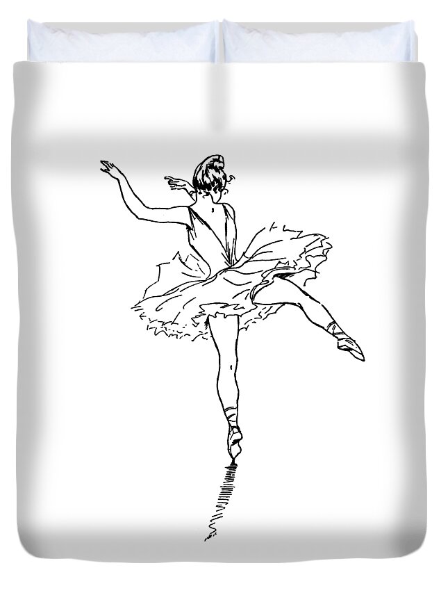 Dancer Duvet Cover featuring the drawing Dancer,Ballet, Ballerina,Drawing by David Millenheft