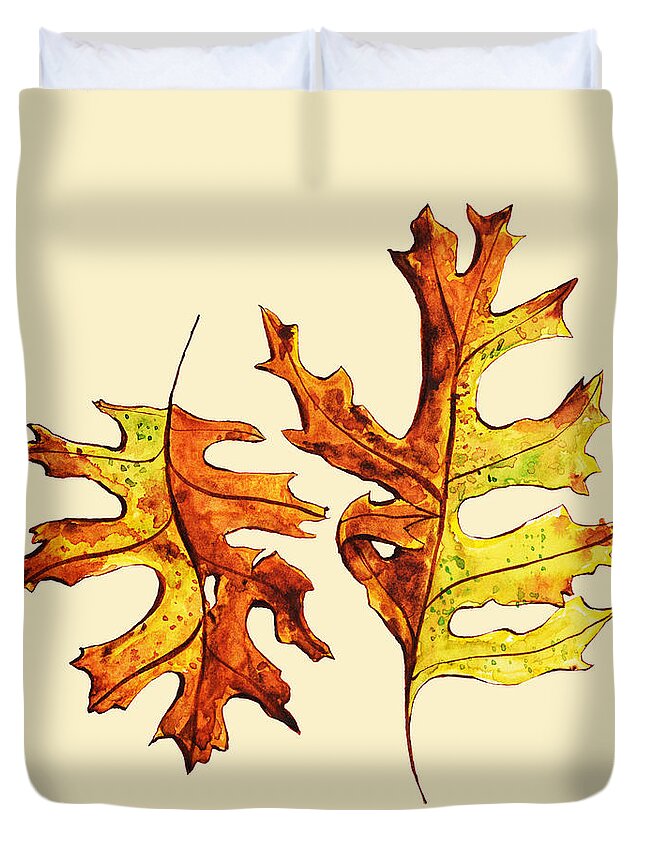Autumn Leaf Duvet Cover featuring the painting Dancing Autumn Leaves by Boriana Giormova