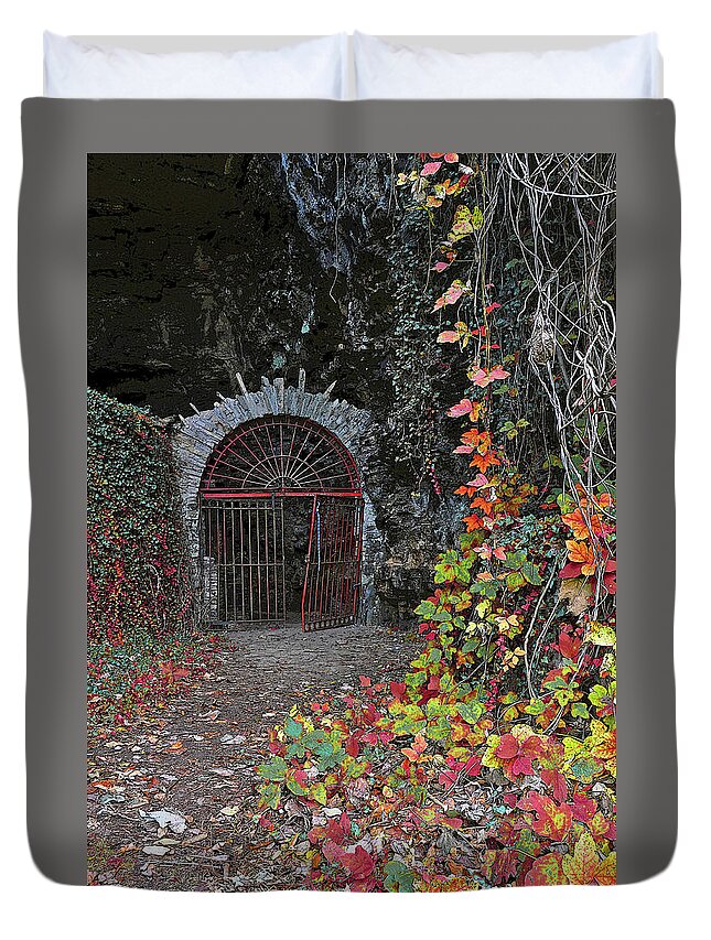 Haunted Duvet Cover featuring the photograph Dare To Enter by Randall Dill