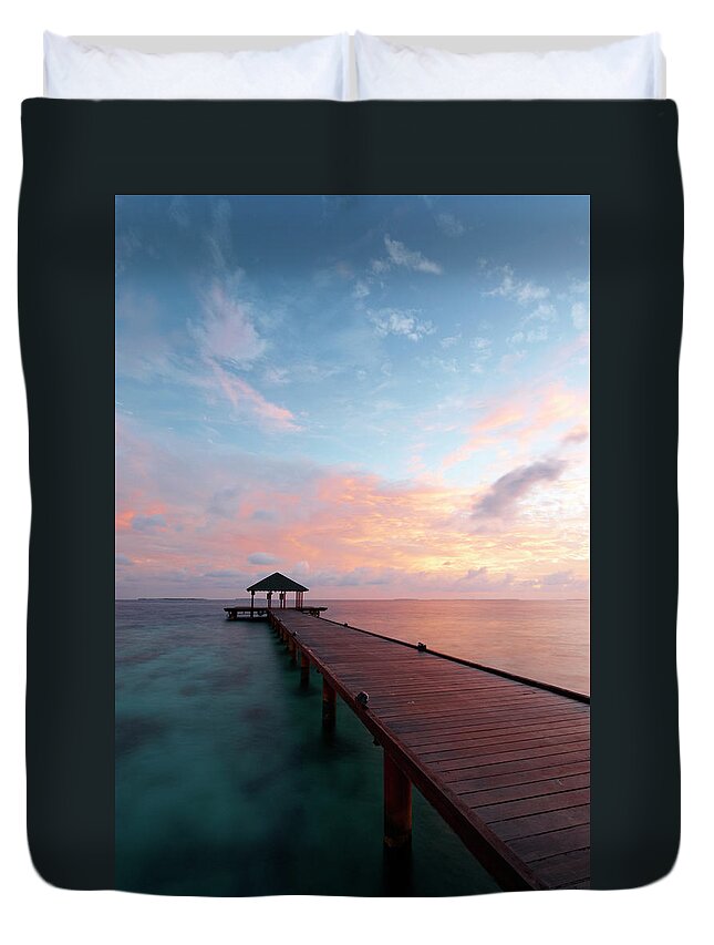 Dawn Duvet Cover featuring the photograph Dawn In The Maldives by Simonbradfield